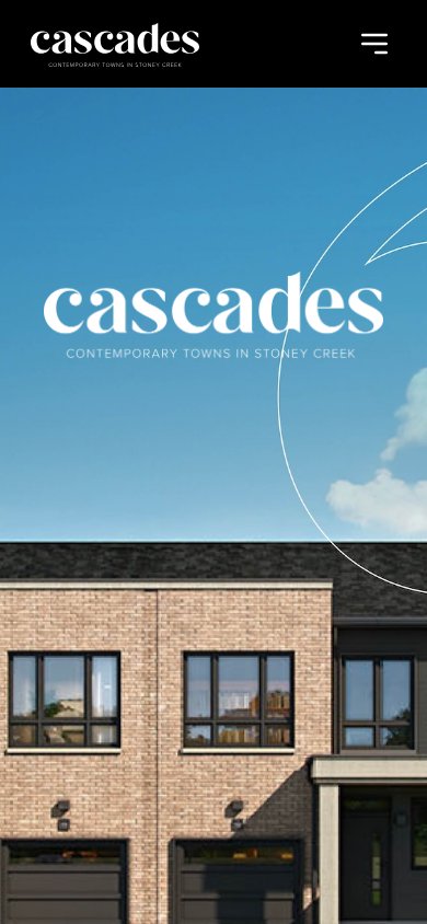 Cascades website at a mobile screen width