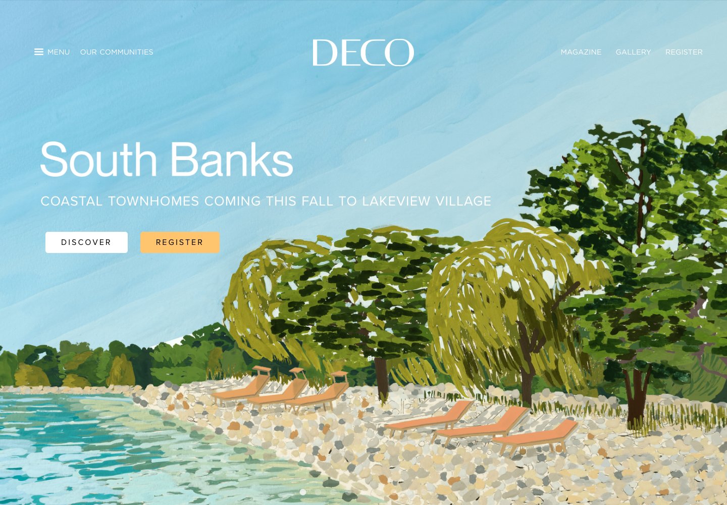 DECO Homes website — desktop homepage