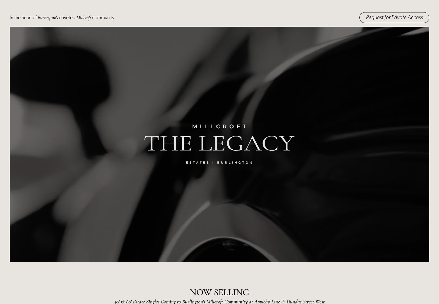 Millcroft — The Legacy website — desktop homepage