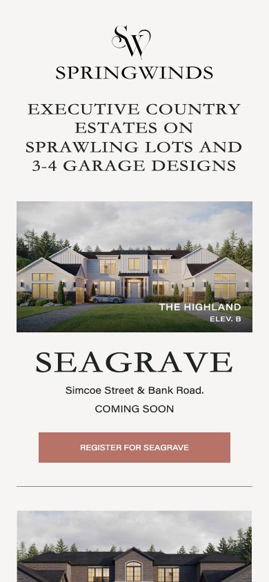 Springwinds website at a mobile screen width