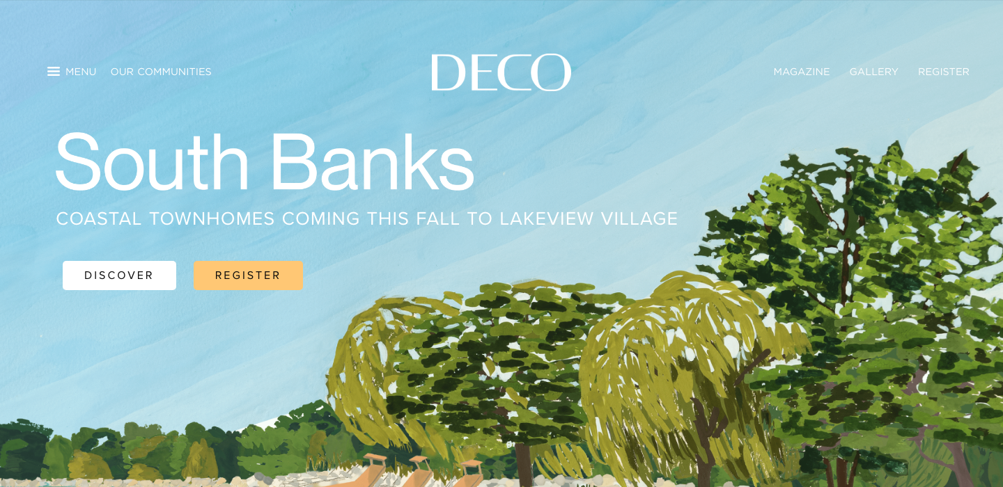 Current preview of the DECO Homes website