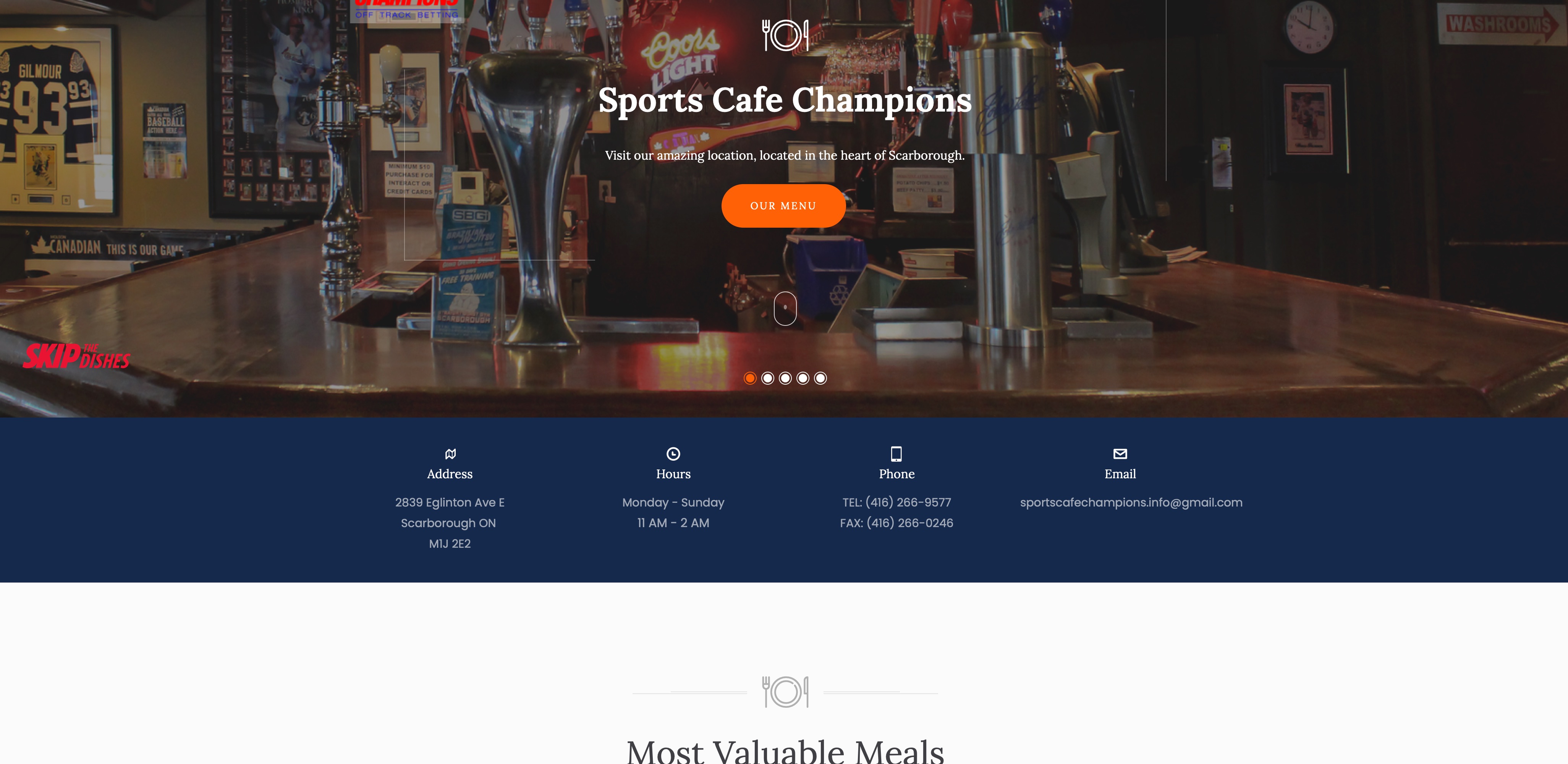 Sports Cafe Champions website preview